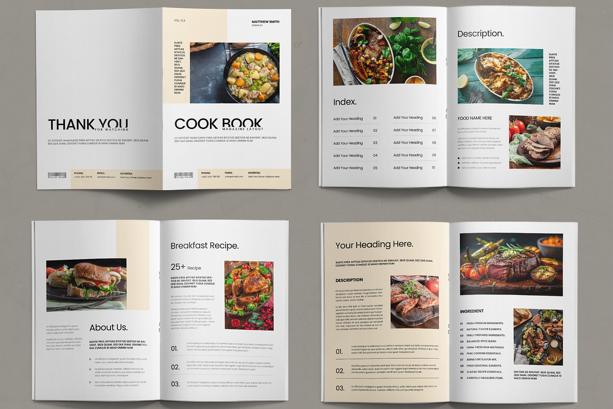 Modern Cook Book Magazine Template, a Magazine Template by ContestDesign (Photo 2 of 3)
