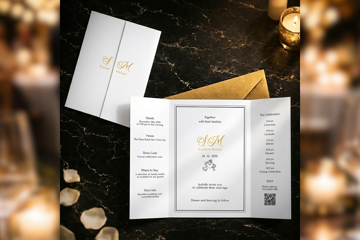 Luxury Gatefold Canva Template bd004, an Invitation Template by TyphoonStudio (Photo 1 of 9)
