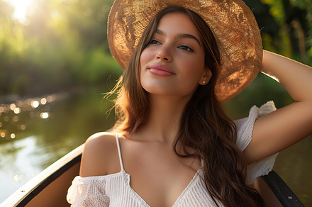 Brunette in white boho dress, a Person Photo by MistyDay