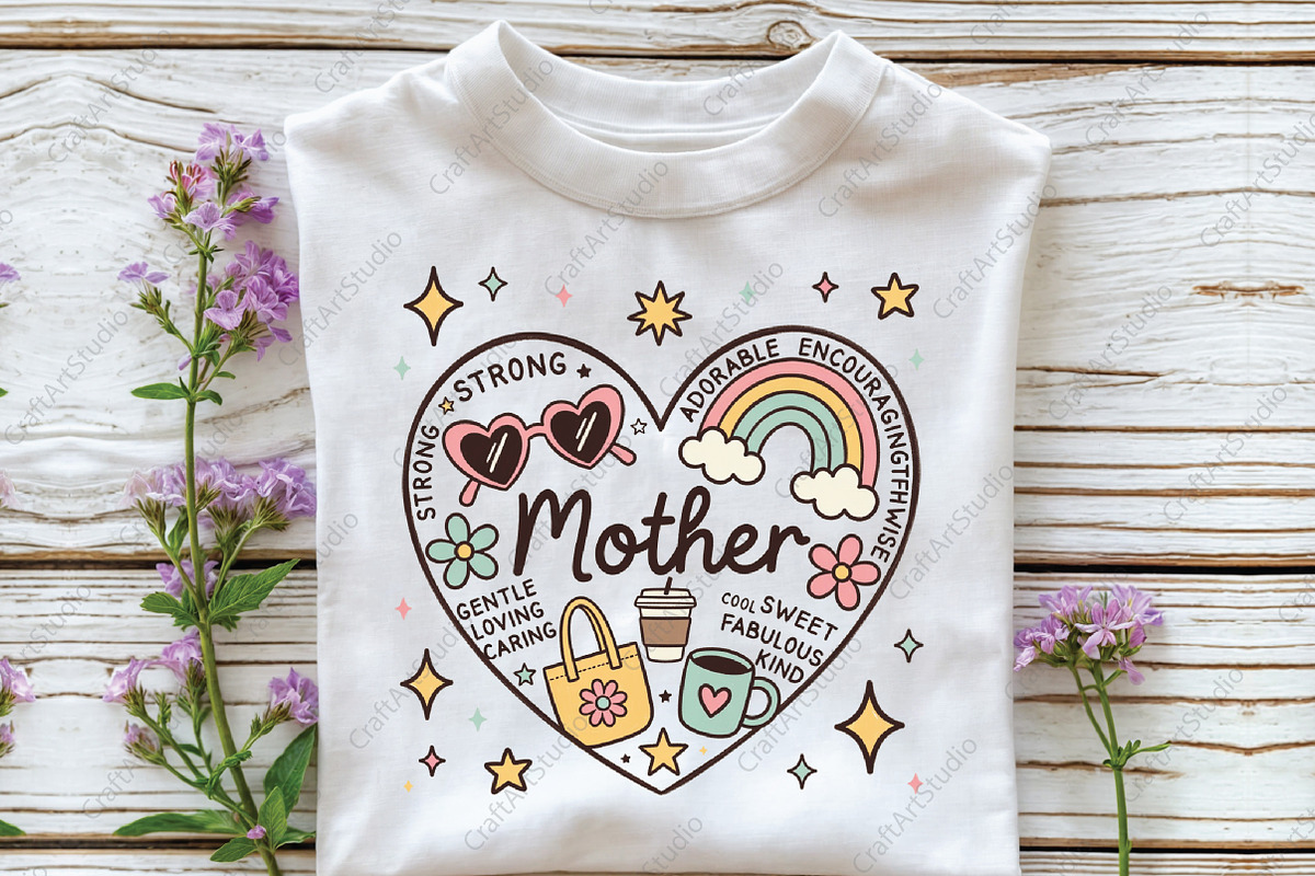 Retro Mothers Day, Mama Heart, Mom P, an Illustration by CraftArtStudio (Photo 3 of 4)