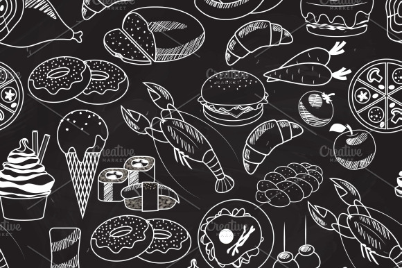 Seamless Food On Chalkboard