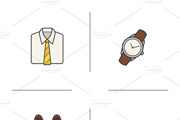 Mens Accessories Icons. Vector