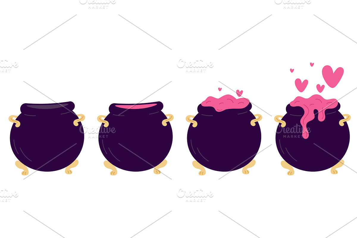 Metal cauldron with magic spell, a Food Illustration by Vectorbuum