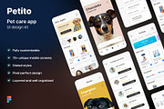 Petito Pet Care App UI Kit, an UI Kit Template by phoneixdesign (Thumbnail 1 of 5)