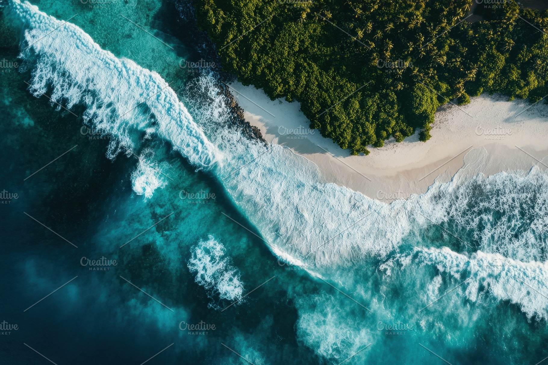Vibrant aerial view of island reef w, a Photo by Iftikhar Alam