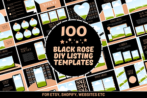 Black Rose Etsy Listing Templates, a Branding & Logo Template by SunshineStudioBoutique