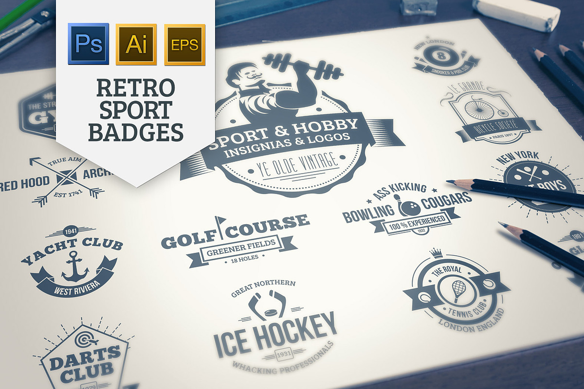 Vintage Sports Insignias, a Branding & Logo Template by Mikko Lemola (Photo 1 of 3)