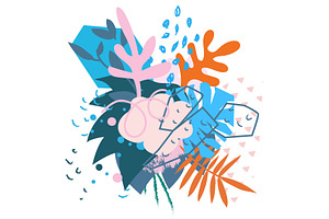 Abstract floral elements paper collage