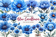 Blue Watercolor Cornflower Clipart, an Illustration by CreationArt (Thumbnail 1 of 5)