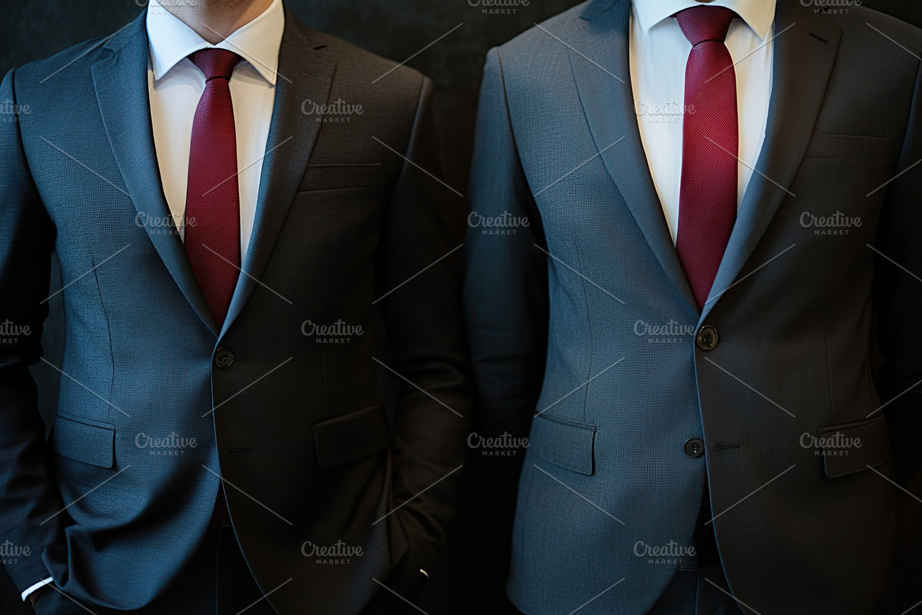 Two individuals in smart suits converse about job opportunities and workplace s, a Business Photo by AlyaAnd