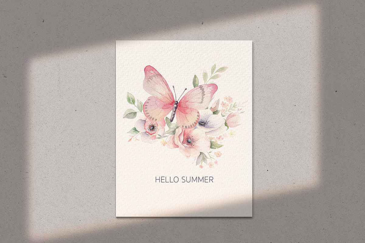 Watercolour Butterflies and Flowers, an Illustration by Lemon design (Photo 4 of 17)
