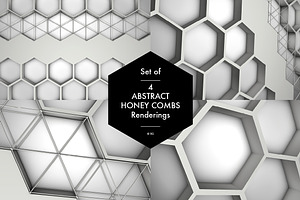 Set of 4 Abstract Honey Combs