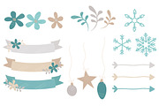Vintage Blue Christmas Clipart, an Illustration by Amanda Ilkov (Thumbnail 4 of 5)