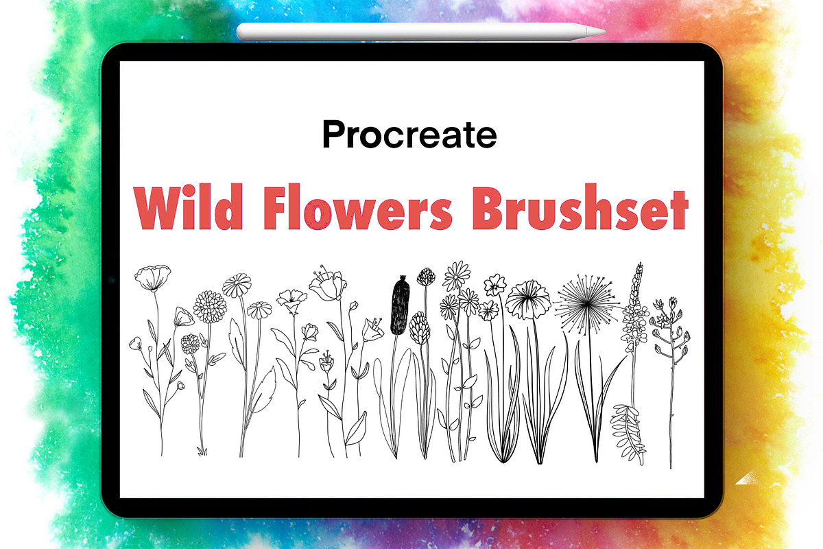 Wild Flowers Procreate Brushset, a Brush Add-On by buntegalerie