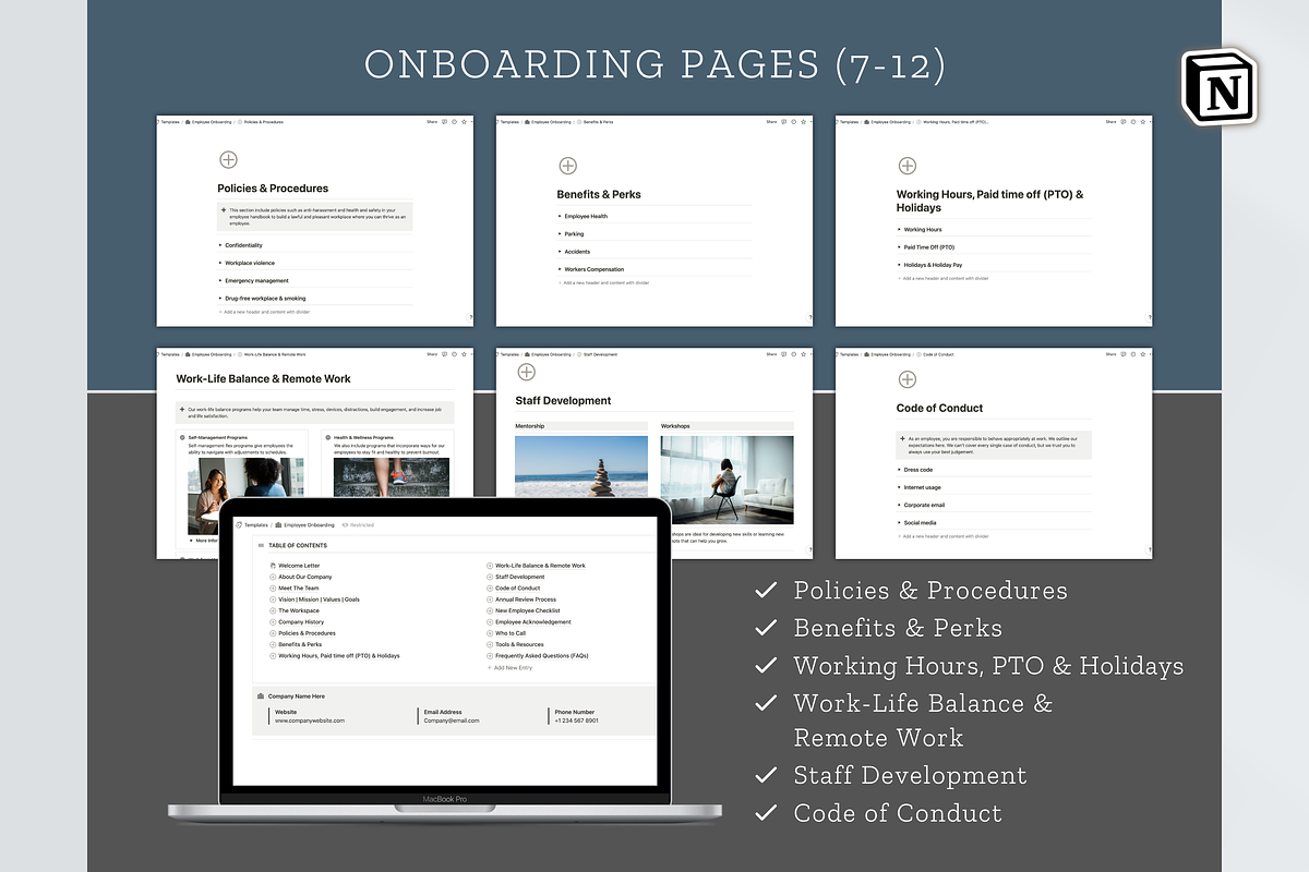 Notion Employee Handbook Template, an App Template by Designs by Darowan (Photo 6 of 10)