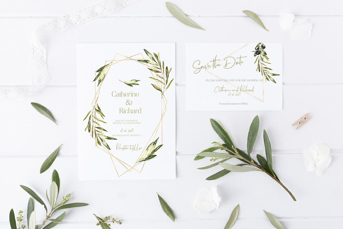 Watercolor Olive greenery clipart, a Decorative Illustration by Catherine Wheel (Photo 2 of 19)