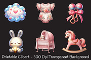 Pink Baby Girl Nursery ClipArt's, an Illustration by RobertsArt (Thumbnail 4 of 7)
