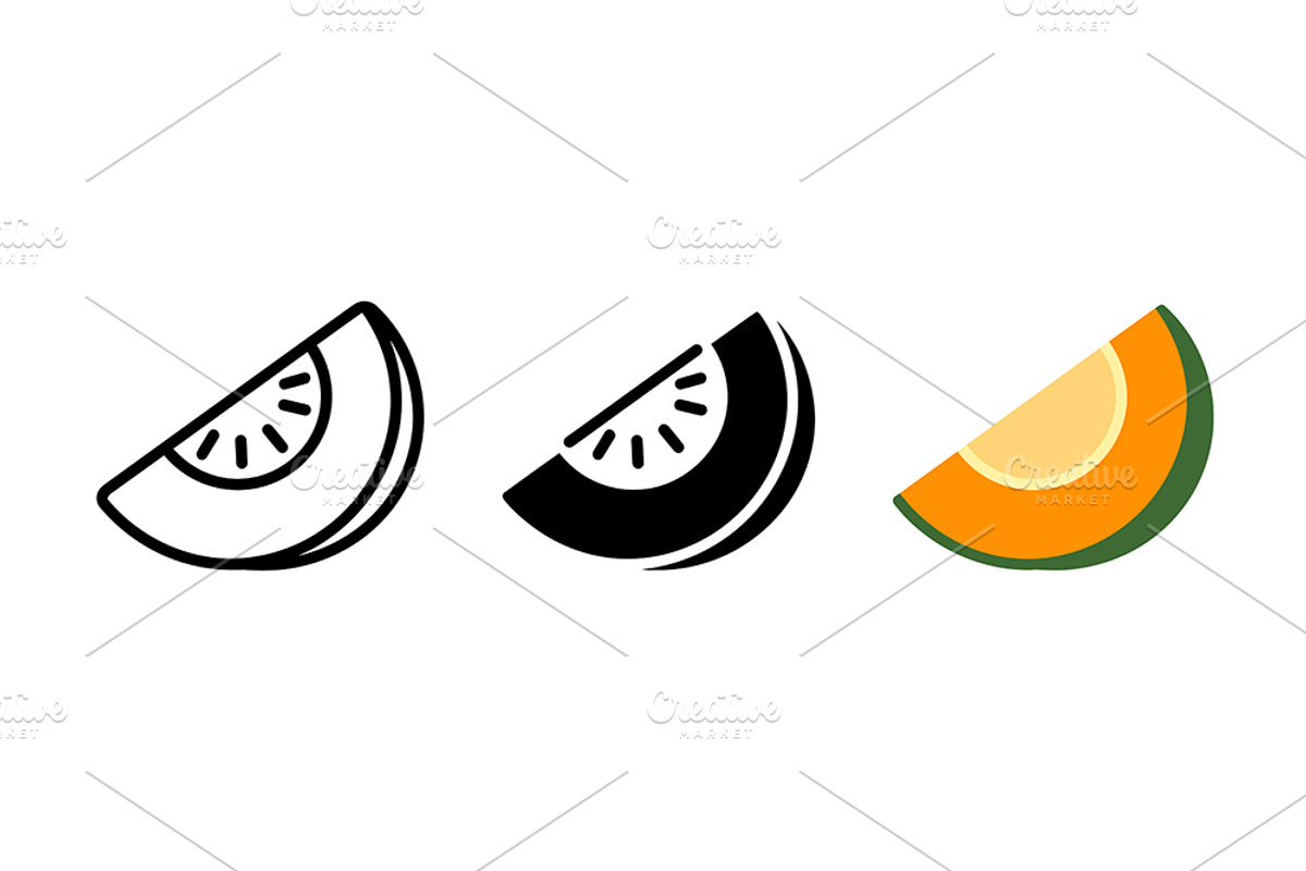 Cantaloupe Slice Vector Icons, an Object Graphic by Artonix (Photo 2 of 3)