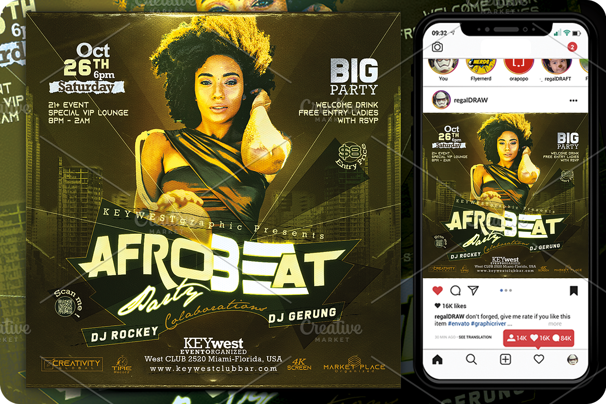 Afro Beat Night Club Flyer, a Flyer Template by regalDRAW (Photo 3 of 3)