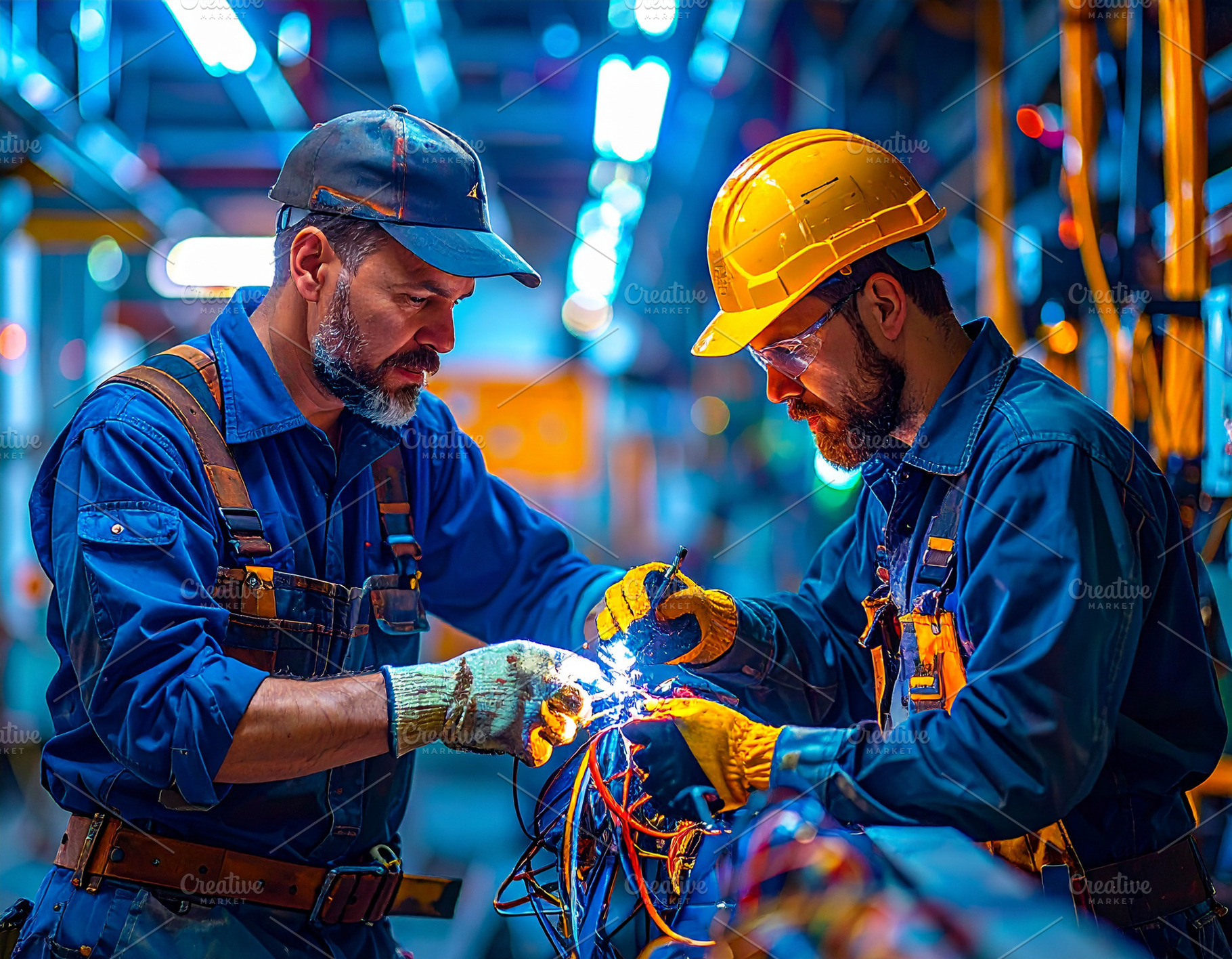 Electricians collaborating on a shared electrical task, a Person Photo by DanFLCreativo