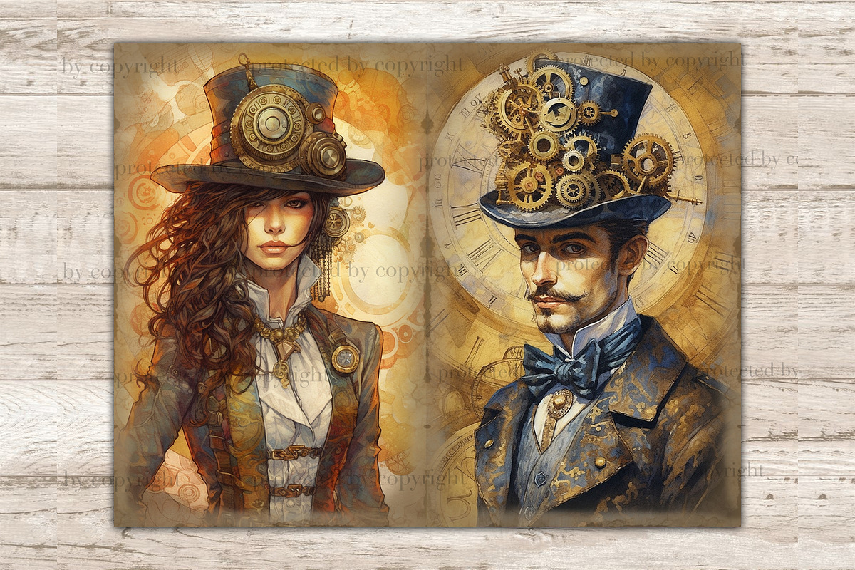 Steampunk Junk Journal Kit Ephemera, a Person Illustration by GlamArtZhanna (Photo 7 of 9)