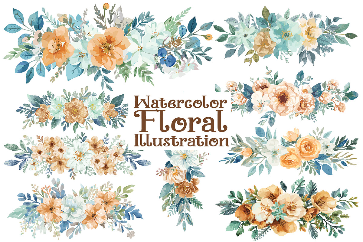 Rustic Orange Floral Set, an Illustration by Designer_Momina (Photo 1 of 16)