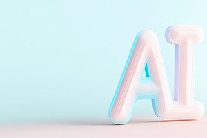 Colorful pastel text AI on pastel background, suitable for techn, a Photo by Dvoevnore photos