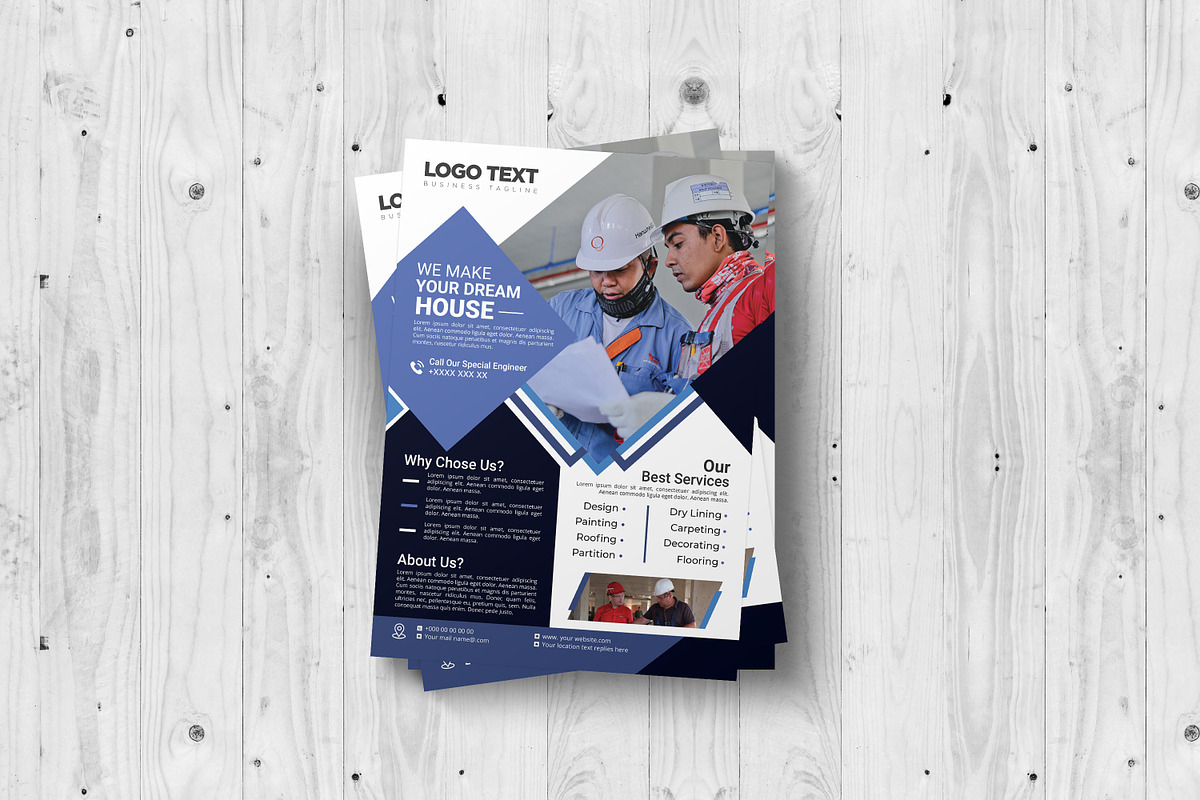Building Construction Flyer Template, a Flyer Template by MRI STUDIO