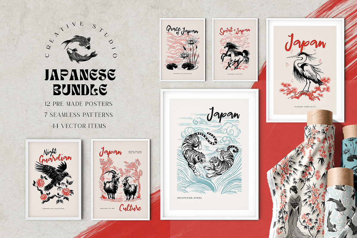 Japanese Collection Posters&Patterns, an Animal Illustration by helenreveur (Photo 1 of 12)