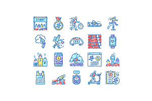 Running Athletic Sport set Icons, an Object Illustration by pikepicture