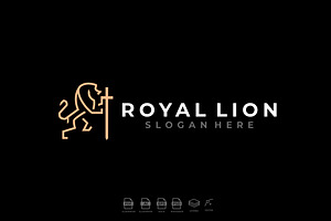 Luxury Line Art Heraldic Lion Logo