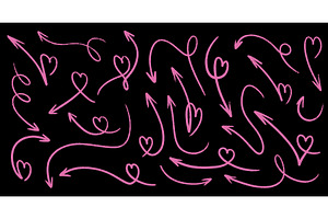 Hand drawn crayon heart arrow