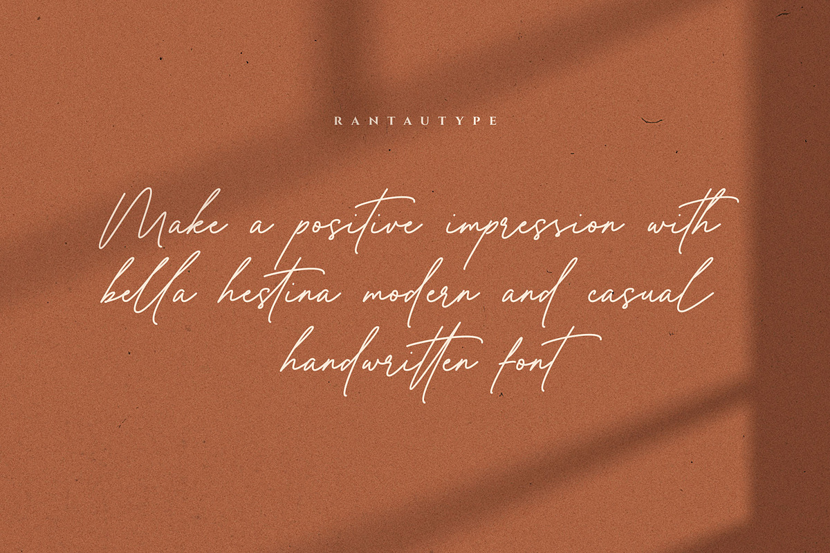 Bella Hestina Handwritten Font, a Handwritten Font by RantautypeStudio (Photo 3 of 15)