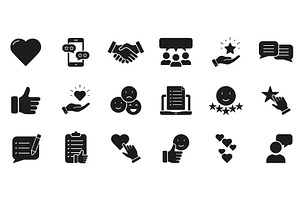 Feedback Silhouette Icon Set, an Object Illustration by Gentle Studio