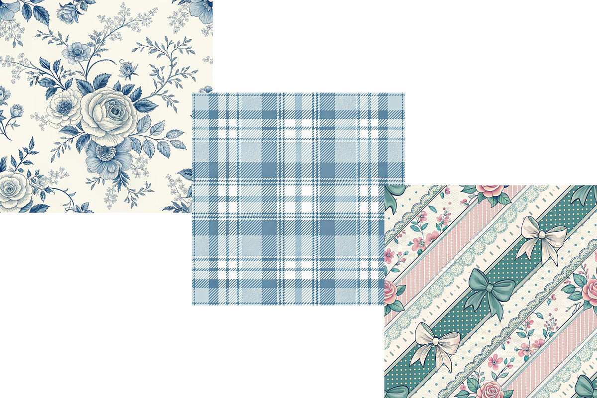 Coquette Blue Toile Digital Paper, a Pattern Graphic by FloridPrintables (Photo 5 of 10)