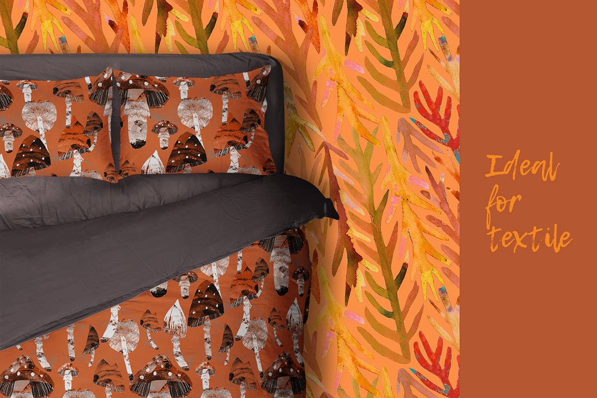 forest mushroom, a Pattern Graphic by watercolor kamill (Photo 2 of 7)