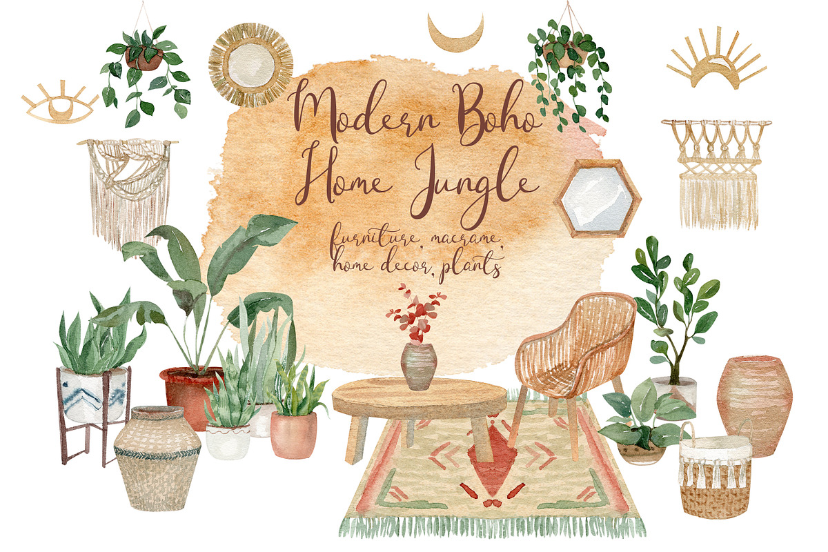 Modern Boho Home Jungle Collection, a Decorative Illustration by Catch the Dream Art (Photo 1 of 15)