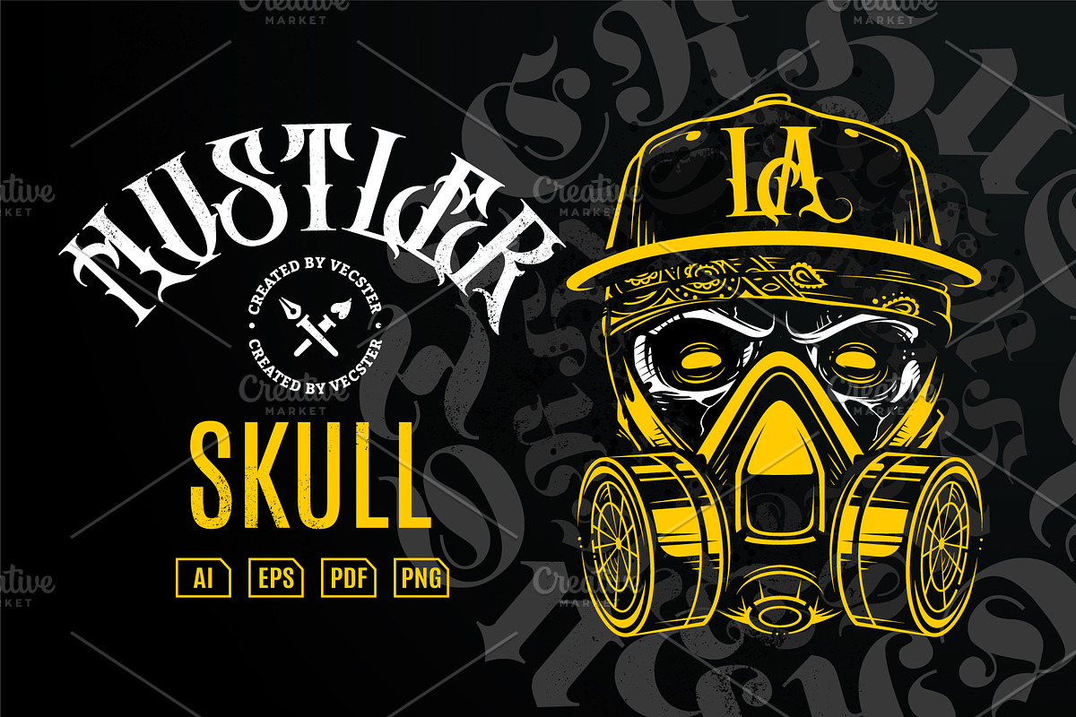 Hustler Skull Vector Art, a Decorative Illustration by Vecster (Photo 1 of 7)