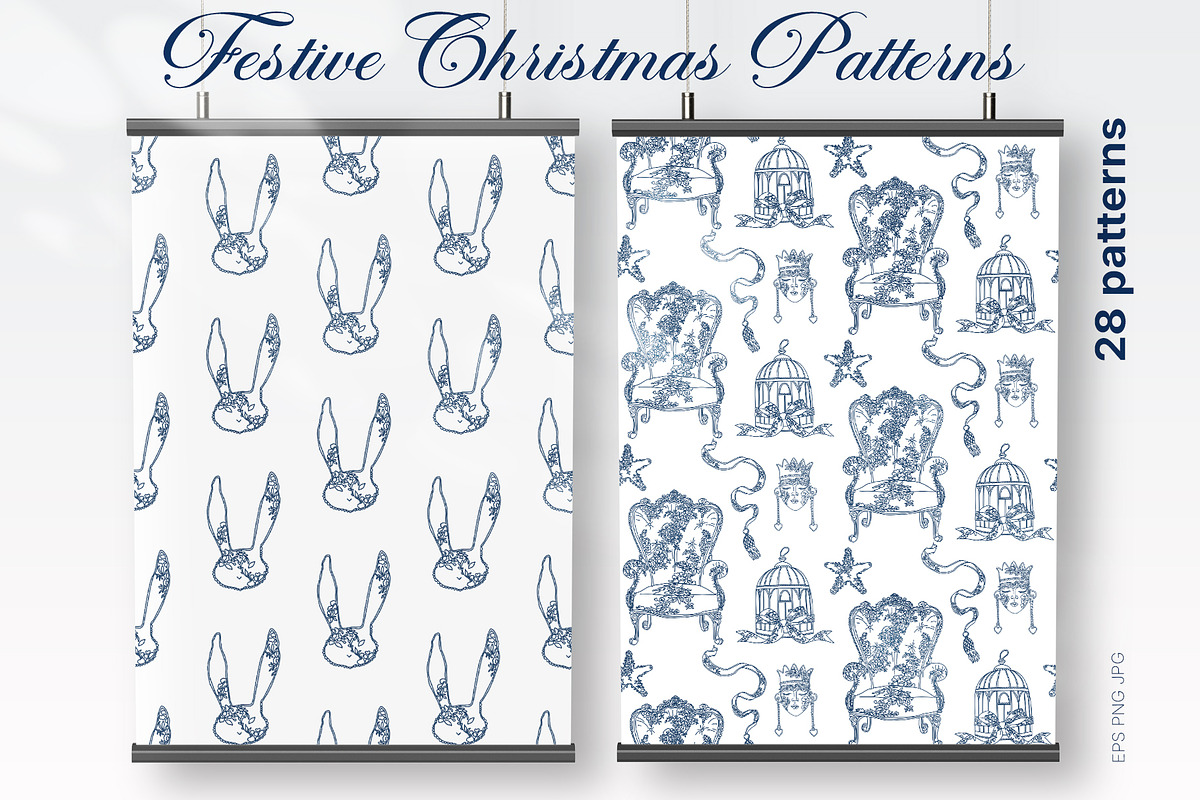 Festive Christmas patterns, a Decorative Illustration by LanaDzi (Photo 13 of 25)