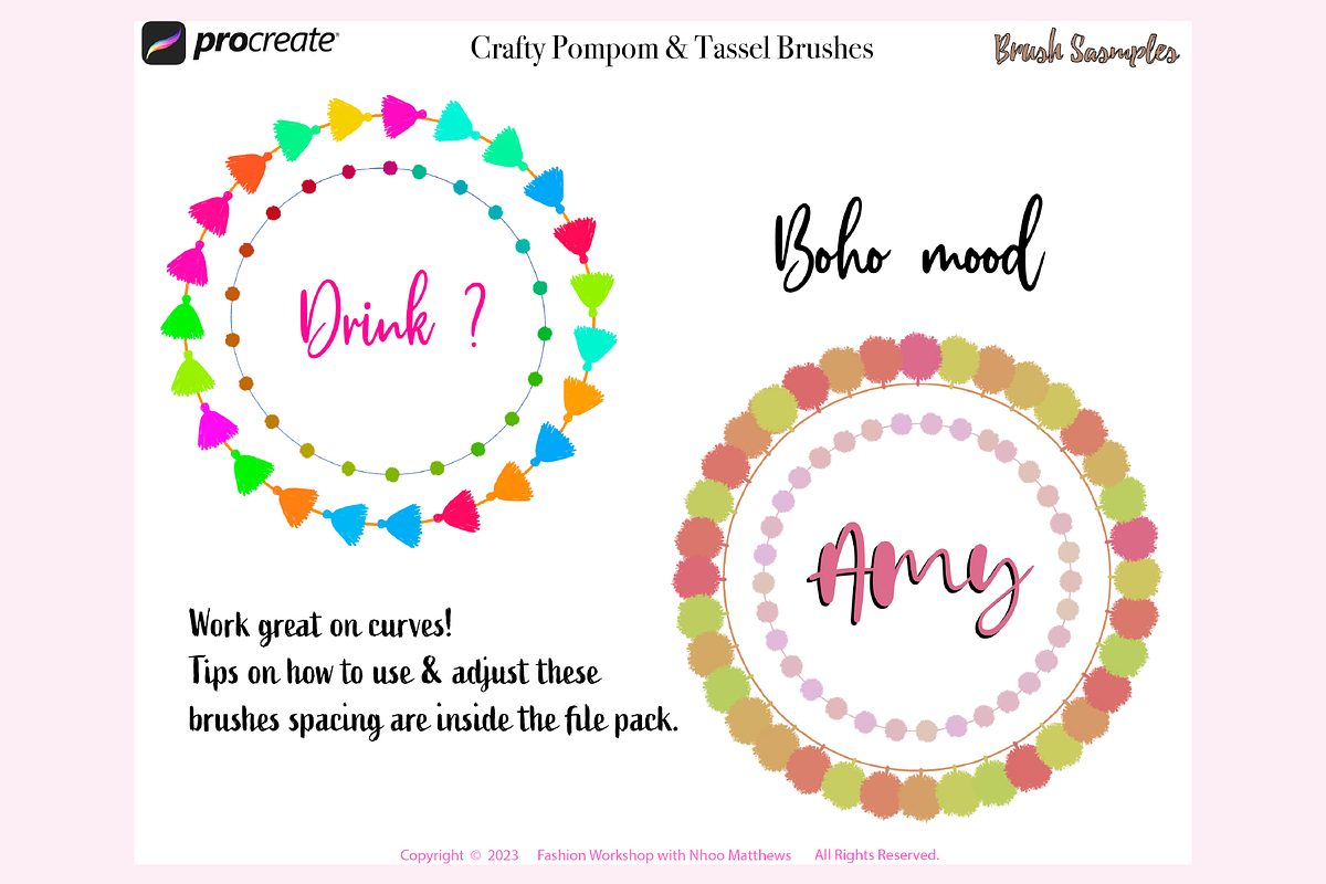 62 CRAFTY Pompom & Tassel Procreate, a Brushes & More by Fashion Workshop Bkk (Photo 5 of 11)