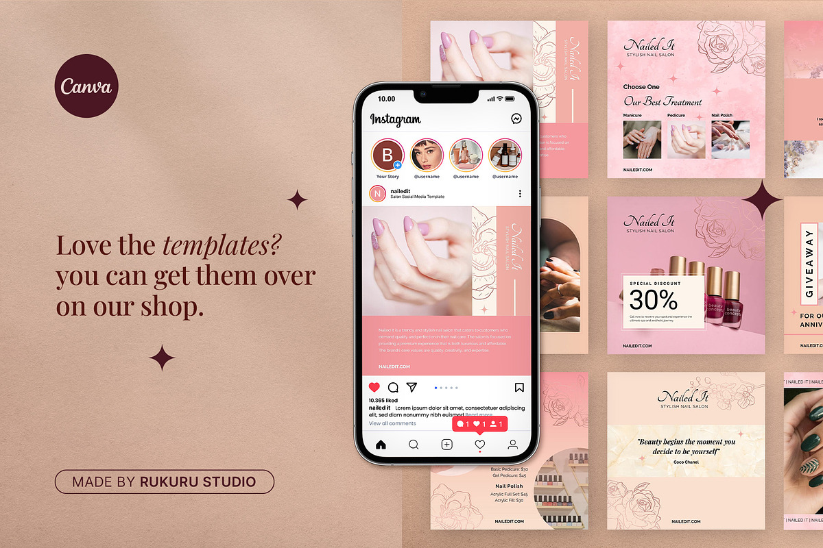 Nail Salon Instagram Post Template, a Social Media Template by prajapixels (Photo 6 of 6)