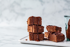 Stack of vegan brownies