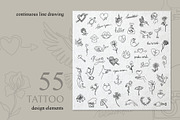 Set of 55 Tiny Tattoos Design, an Object Illustration by Anastasiia_Dzhioeva (Thumbnail 1 of 2)