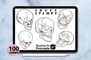 100 procreate skull stamps, a Brush Add-On by Arts For Peace (Thumbnail 7 of 10)