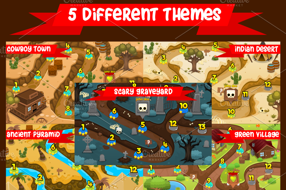 Game Level Map Pack - Horizontal Mod, an Illustration by pzUH (Photo 7 of 8)
