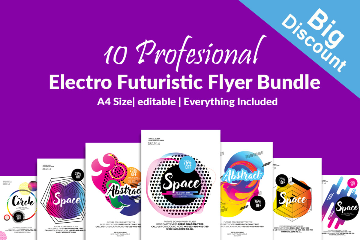 Electro Flyers Template 10 Bundle, a Flyer Template by Psd Templates