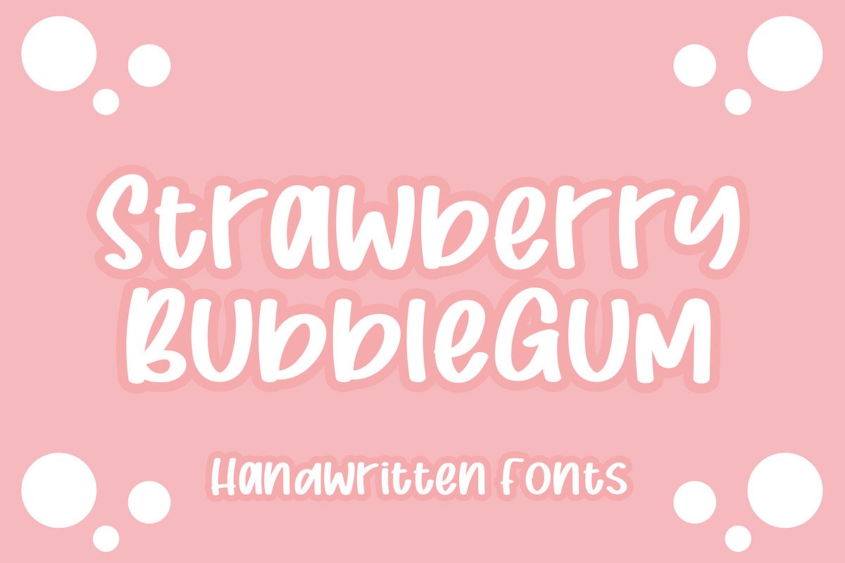 Strawberry Bubblegum Fonts, a Font by Crump Hand (Photo 1 of 4)