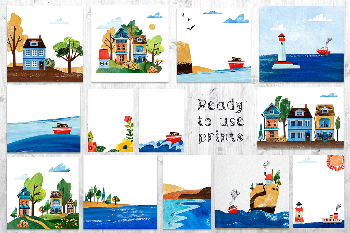 Papercut collages - Watercolor Set, a Texture Illustration by Mashamashastu (Photo 8 of 17)