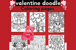 Happy Valentine's Day Coloring Sheet, a Decorative Illustration by Sourcedigi