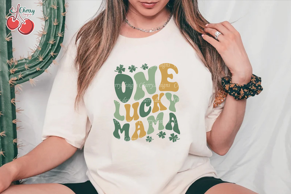 One Lucky Mama Lucky Vibes Retro SVG, a Graphic by Cherry.designs (Photo 3 of 4)